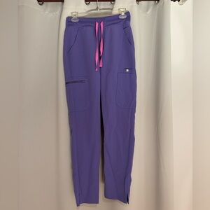 Figs Purple Cargo Joggers with Pink Drawcord
